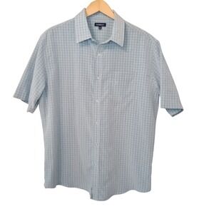 Croft & Barrow Men's Blue Plaid Short Sleeve‎ Button Up Shirt Size L